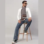 Wine Fair Isle Pattern Scarf Gift For Men's - Image 2