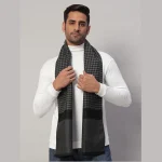 Winter Black & Grey Soft Wool Abstract Scarf Gift For Men's