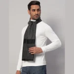 Winter Black & Grey Soft Wool Abstract Scarf Gift For Men's - Image 5