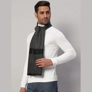 Winter Black & Grey Soft Wool Abstract Scarf Gift For Men's - Image 5