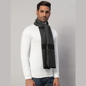 Winter Black & Grey Soft Wool Abstract Scarf Gift For Men's - Image 4