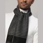 Winter Black & Grey Soft Wool Abstract Scarf Gift For Men's - Image 6