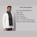 Winter Black & Grey Soft Wool Abstract Scarf Gift For Men's - Image 8