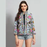 Winter Clothing Grey Floral Suzani Jacket For Women's