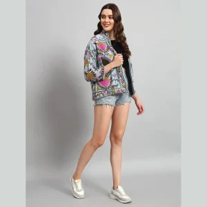 Winter Clothing Grey Floral Suzani Jacket For Women's - Image 6