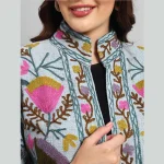 Winter Clothing Grey Floral Suzani Jacket For Women's - Image 7