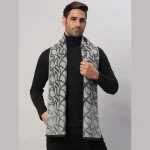 Winter Grey & Black Abstract Scarf Men's Wrap Muffler