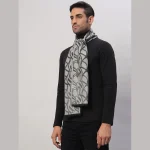 Winter Grey & Black Abstract Scarf Men's Wrap Muffler - Image 4