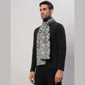 Winter Grey & Black Abstract Scarf Men's Wrap Muffler - Image 4