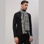 Winter Grey & Black Abstract Scarf Men's Wrap Muffler - Image 3