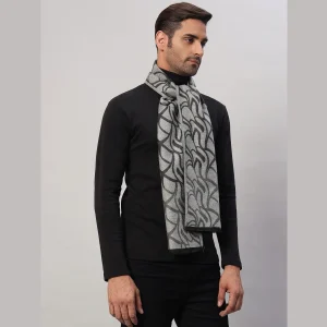 Winter Grey & Black Abstract Scarf Men's Wrap Muffler - Image 3