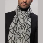 Winter Grey & Black Abstract Scarf Men's Wrap Muffler - Image 6