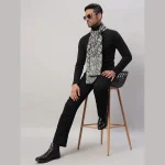 Winter Grey & Black Abstract Scarf Men's Wrap Muffler - Image 2