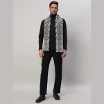 Winter Grey & Black Abstract Scarf Men's Wrap Muffler - Image 5