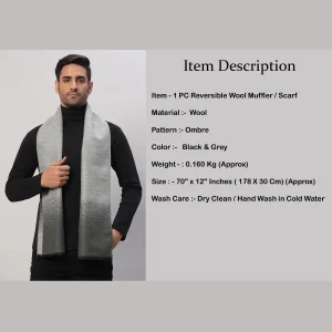 Winter Neck Wraps Grey Ombre Soft Wool Muffler - Image 8