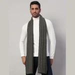 Winter Reversible Knitted Muffler Grey Wool Scarf