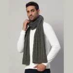 Winter Reversible Knitted Muffler Grey Wool Scarf - Image 3