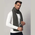 Winter Reversible Knitted Muffler Grey Wool Scarf - Image 4