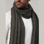 Winter Reversible Knitted Muffler Grey Wool Scarf - Image 6