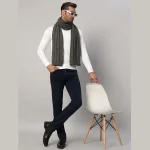 Winter Reversible Knitted Muffler Grey Wool Scarf - Image 2