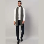 Winter Reversible Knitted Muffler Grey Wool Scarf - Image 5