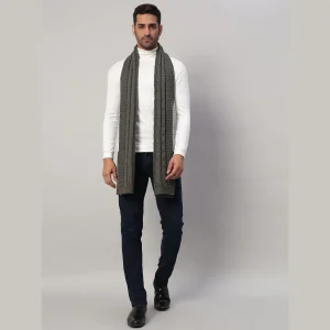 Winter Reversible Knitted Muffler Grey Wool Scarf - Image 5