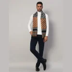Winter Reversible Muffler Brown Checks Wool Wrap Scarf - Image 5