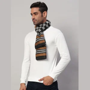 Winter Reversible Muffler Brown Checks Wool Wrap Scarf - Image 3