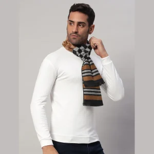Winter Reversible Muffler Brown Checks Wool Wrap Scarf - Image 4