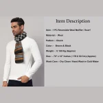 Winter Reversible Muffler Brown Checks Wool Wrap Scarf - Image 8