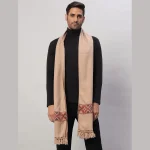 Winter Soft Wool Scarf Men's Reversible Beige Muffler