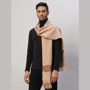 Winter Soft Wool Scarf Men's Reversible Beige Muffler - Image 3