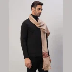 Winter Soft Wool Scarf Men's Reversible Beige Muffler - Image 4