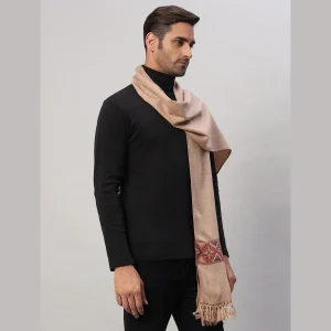 Winter Soft Wool Scarf Men's Reversible Beige Muffler - Image 4