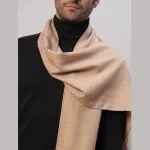 Winter Soft Wool Scarf Men's Reversible Beige Muffler - Image 6