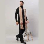 Winter Soft Wool Scarf Men's Reversible Beige Muffler - Image 2