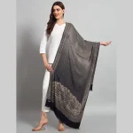 Winter Wrap Soft Wool Stole Blue & Beige Floral Women Scarf - Image 2