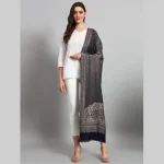 Winter Wrap Soft Wool Stole Blue & Beige Floral Women Scarf - Image 3