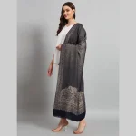 Winter Wrap Soft Wool Stole Blue & Beige Floral Women Scarf - Image 4