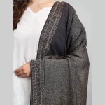 Winter Wrap Soft Wool Stole Blue & Beige Floral Women Scarf - Image 5