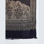 Winter Wrap Soft Wool Stole Blue & Beige Floral Women Scarf - Image 6