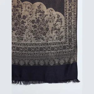 Winter Wrap Soft Wool Stole Blue & Beige Floral Women Scarf - Image 6