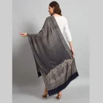 Winter Wrap Soft Wool Stole Blue & Beige Floral Women Scarf - Image 7