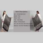 Winter Wrap Soft Wool Stole Blue & Beige Floral Women Scarf - Image 8