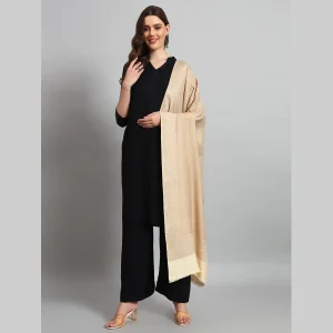 Winter Wrap Warm Scarf Women Casual Beige Paisley Stole - Image 3