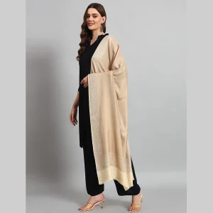 Winter Wrap Warm Scarf Women Casual Beige Paisley Stole - Image 4