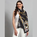 Women Black Abstract Print Neck Wrap scarves - Image 2
