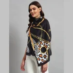 Women Black Abstract Print Neck Wrap scarves