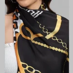 Women Black Abstract Print Neck Wrap scarves - Image 4