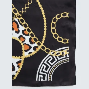 Women Black Abstract Print Neck Wrap scarves - Image 7